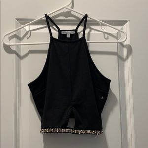 Black crop tank with jewels